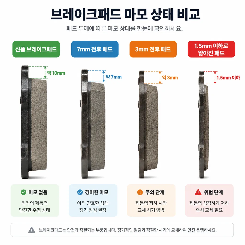 브레이크패드 두께별 교체 기준 비교